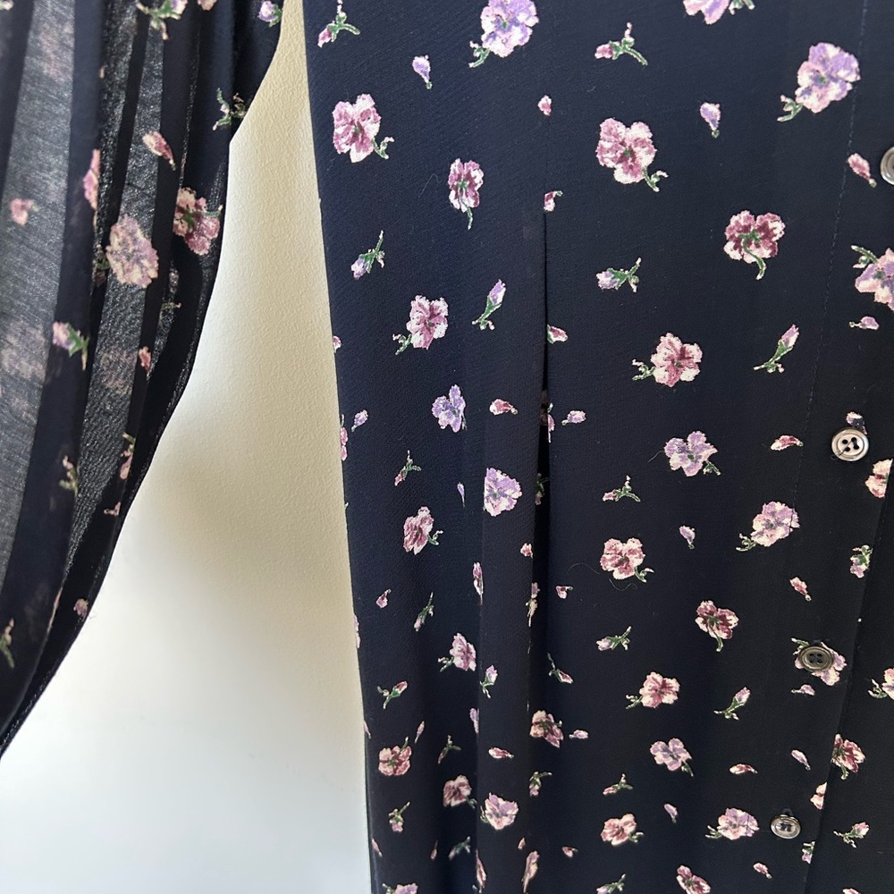 Laura Ashley Floral Maxi Dress Black 8 Vintage Long Sleeve Wool Blend UK Made - Picture 3 of 9